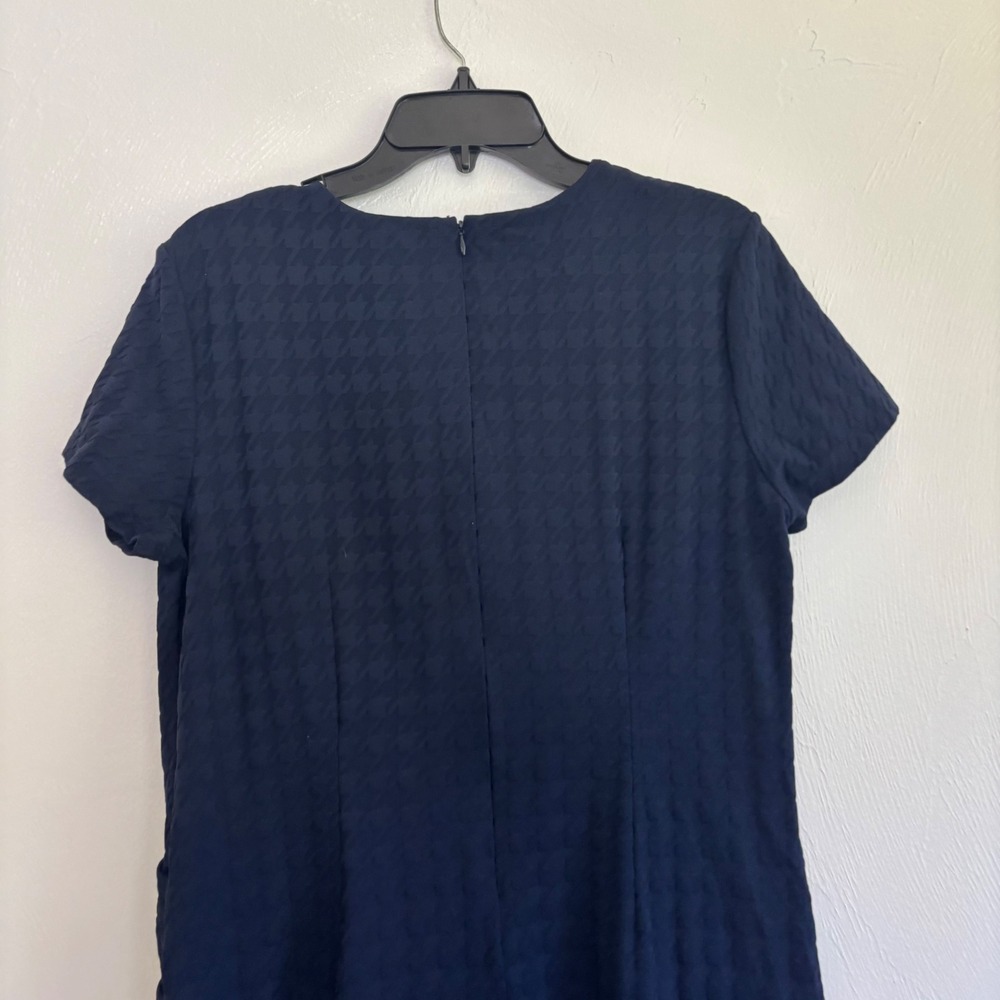 NWOT J.McLaughlin Talese Dress Navy Houndstooth Jacquard Sheath Shift Size Large - Picture 11 of 14